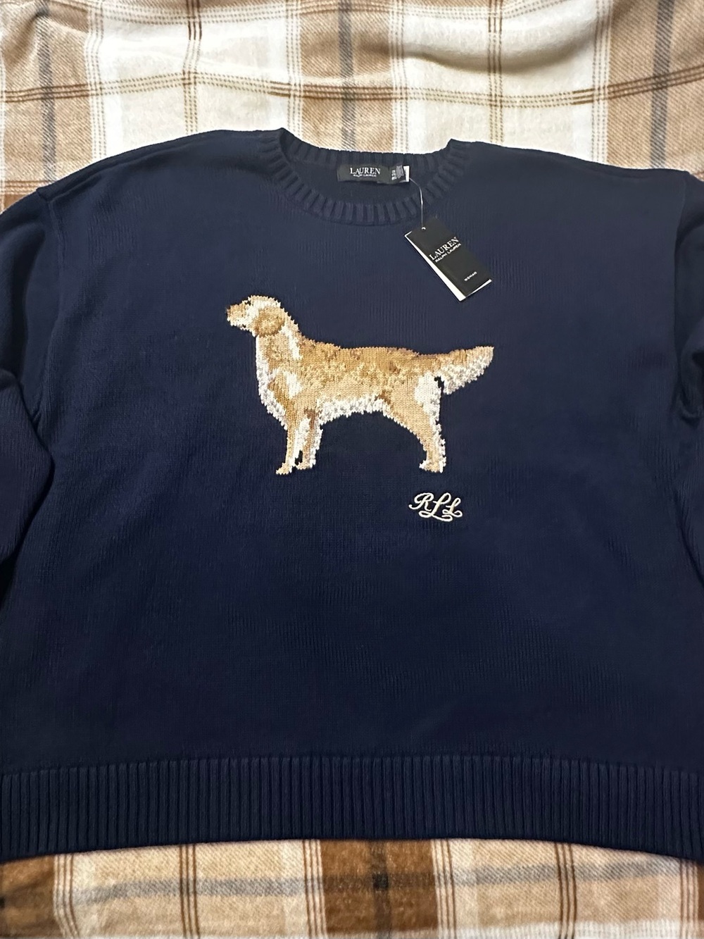 NWT Lauren Ralph Lauren Dog Sweater 2X 18W 20W Navy Cotton